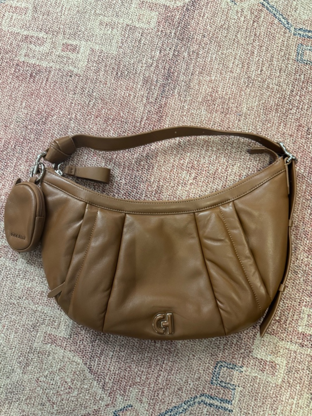 Cole Haan Womens' Quilted soft leather Hobo Bag - New Caramel